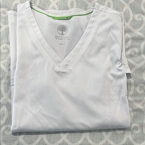Healing Hands White V-Neck Scrub Top